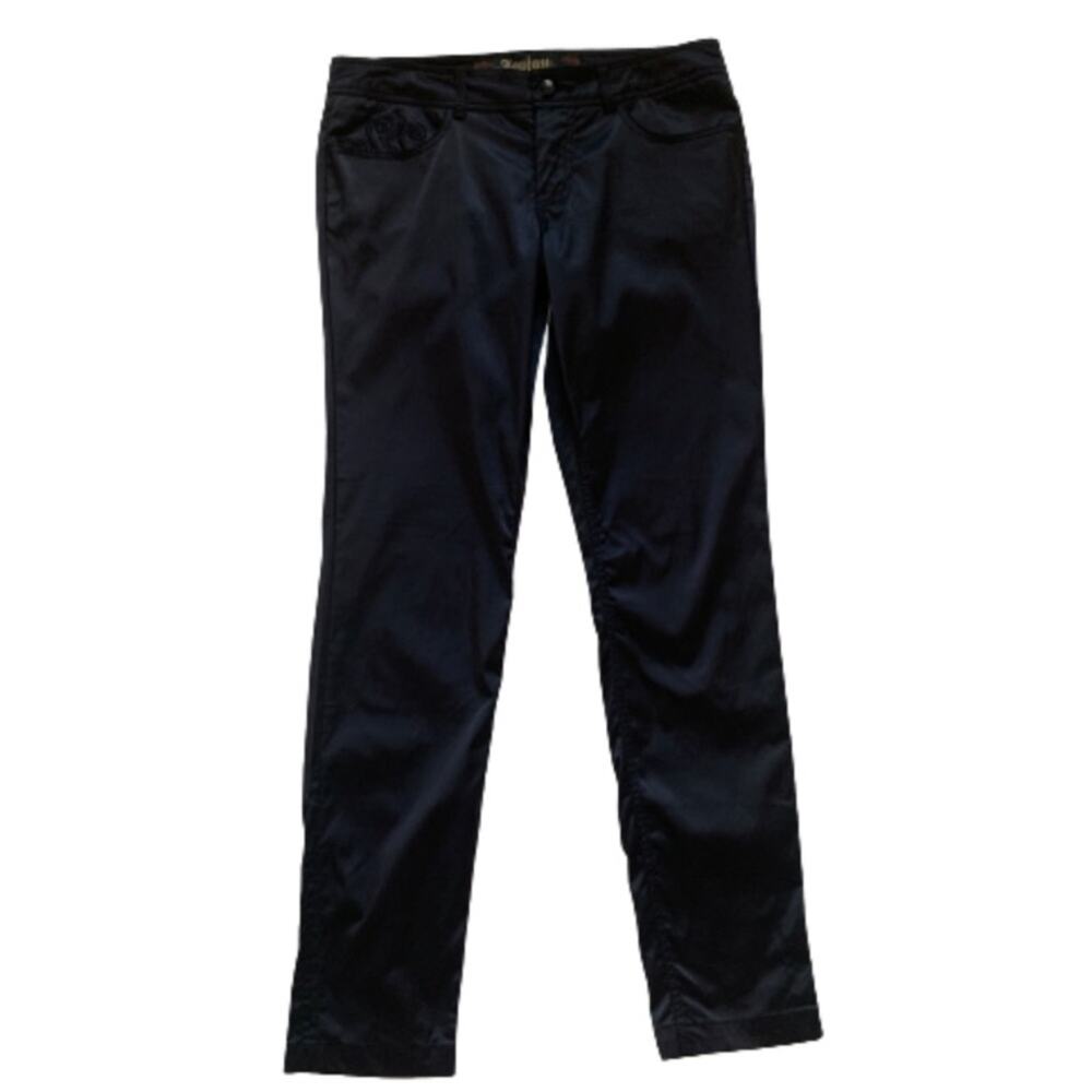 Jou Jou Pants Black Embroidered Pockets Cotton Nylon Pants Size 11/12 NEW